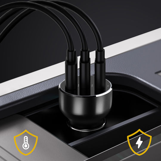 Încărcător pentru brichetă Inkax 78W Dual Usb-c + Usb Compact Încărcare Rapidă Negru