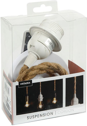 Ostaria Pendant Light White with Rope for Socket E27