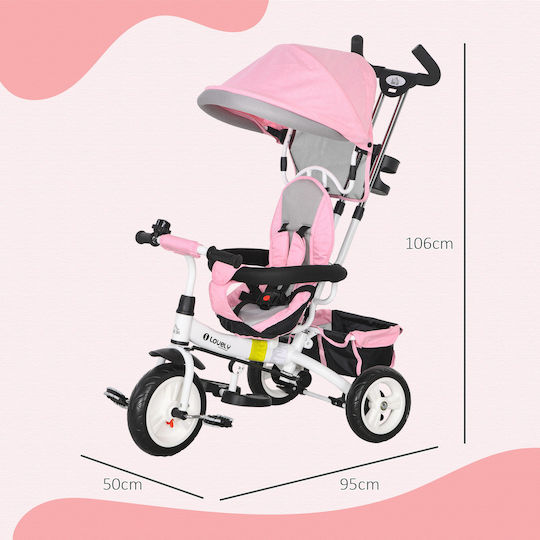 HomCom Convertible Kids Tricycle with Parental Handle 6 in 1 for 1-5 Years Pink