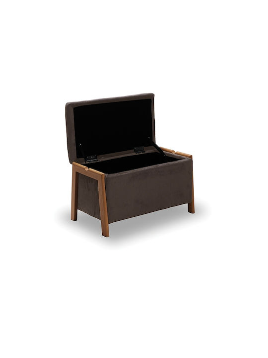 Stool For Living Room With Storage Space Upholstered with Velvet Dali Brown 75x42x44cm