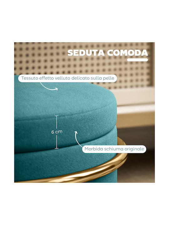 Stool For Living Room With Storage Space Upholstered with Velvet Green 42x42x39cm