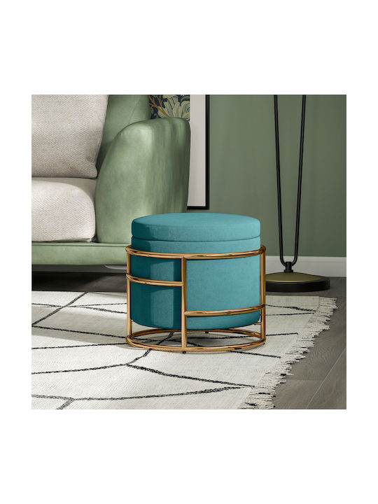 Stool For Living Room With Storage Space Upholstered with Velvet Green 42x42x39cm