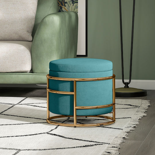 Stool For Living Room With Storage Space Upholstered with Velvet Green 42x42x39cm