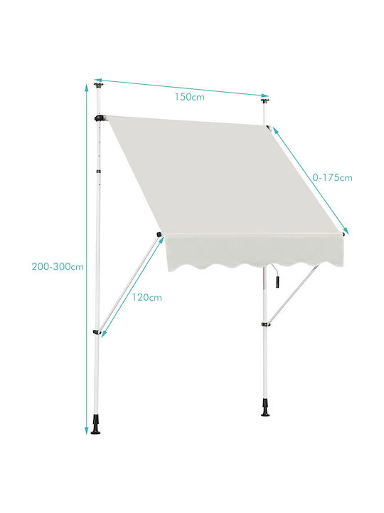 Costway Terrace Freestanding Tent Beige 2.5x1.2cm