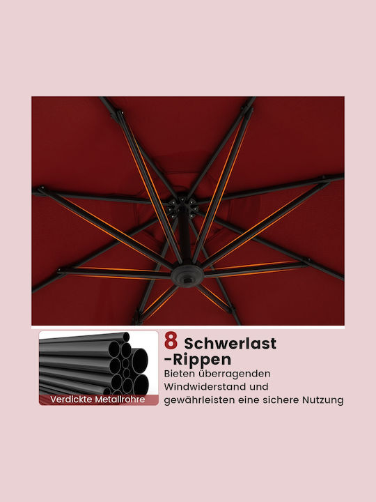 Garten & Terrassen Sonnenschirm Bodenständer Aluminium Rot mit Ständer 2.47x2.47m NP11552RD
