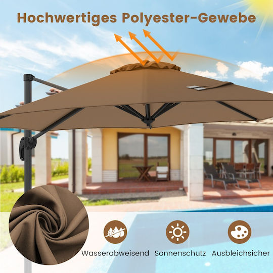 Umbrella Floor Aluminum Brown with Base 2.47x2.47m NP11552CF