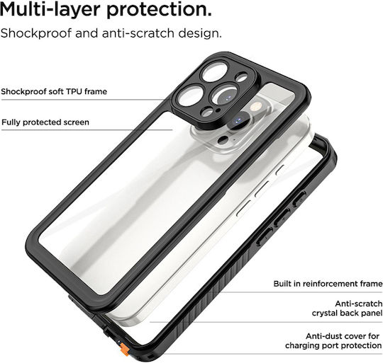 Eiger Husă 360° Față Spate iPhone 16 Pro Max IP68 Ultra Consolidată Transparentă
