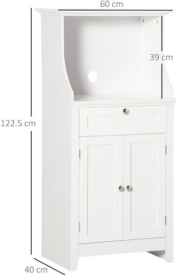 Lower Oven Cabinet with Countertop White 60x40x122.5cm