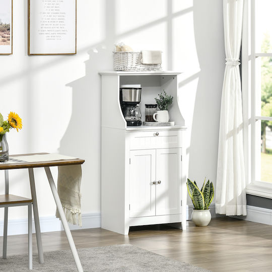 Lower Oven Cabinet with Countertop White 60x40x122.5cm