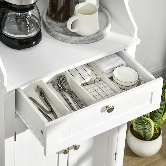 Lower Oven Cabinet with Countertop White 60x40x122.5cm