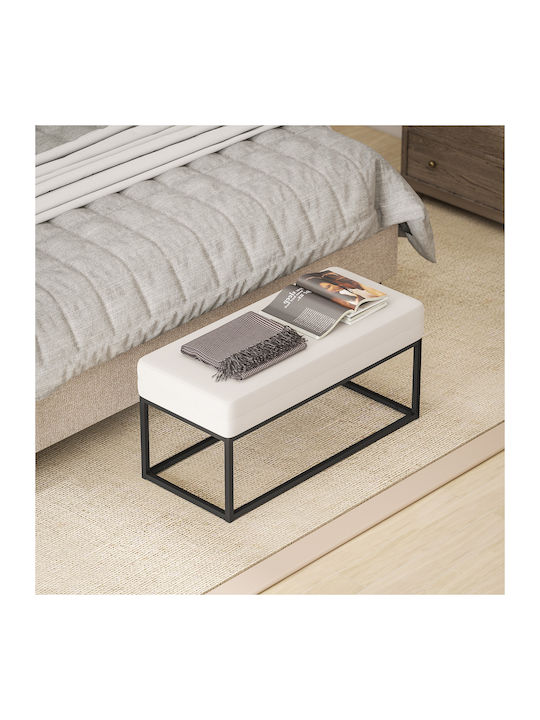 Dining Room Metallic Bench Cream 94x42x44cm