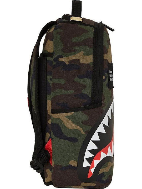 Sprayground Shark Central Camo Σχολική Τσάντα Πλάτης Γυμνασίου - Λυκείου με Θήκη για Παγούρι Central Camo 29 x 15 x 45εκ