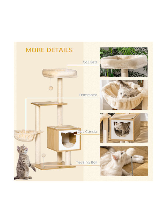 Pawhut Tree Scratching Post Beige 30x30x13cm