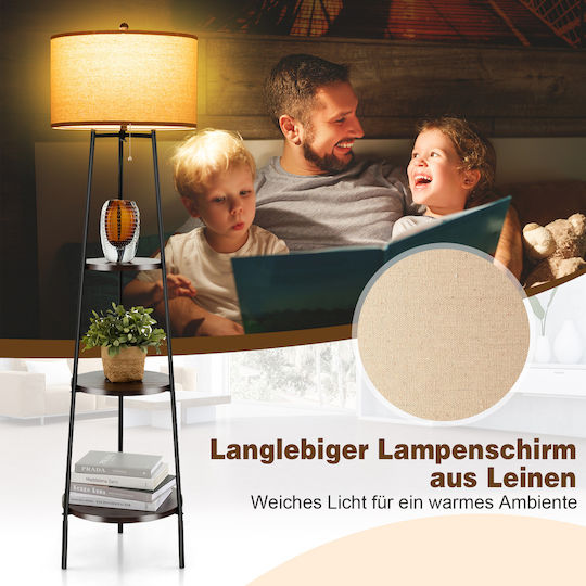 Costway Floor Lamp H153xW41cm. with Socket for Bulb E27 Black