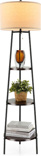Costway Floor Lamp H153xW41cm. with Socket for Bulb E27 Black