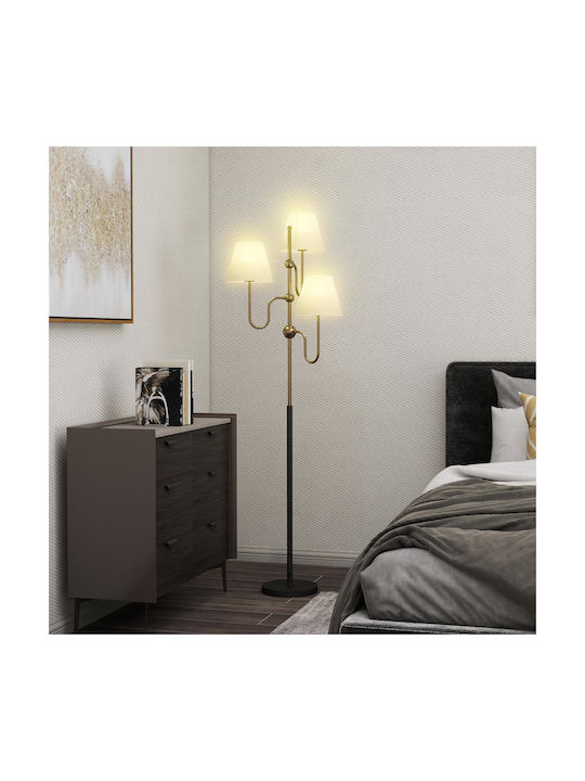 HomCom Floor Lamp H165cm. with Socket for Bulb E27 Gold