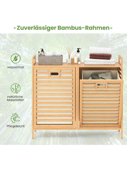 Costway Καλάθι Απλύτων Bamboo Πτυσσόμενο 80x30x72cm Λευκό