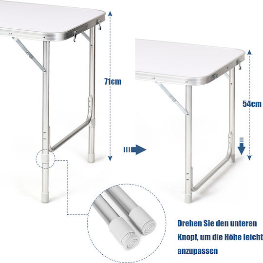 Costway Tabelul Aluminiu pentru Camping Pliabil Albastru