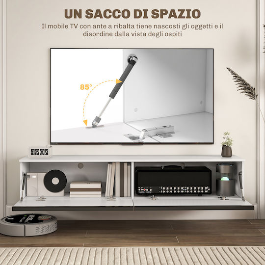 Έπιπλο TV Επιτοίχιο Λευκό Γυαλιστερό 160x35x30εκ. Έπιπλο TV Επιτοίχιο Λευκό Γυαλιστερό 160x35x30εκ.