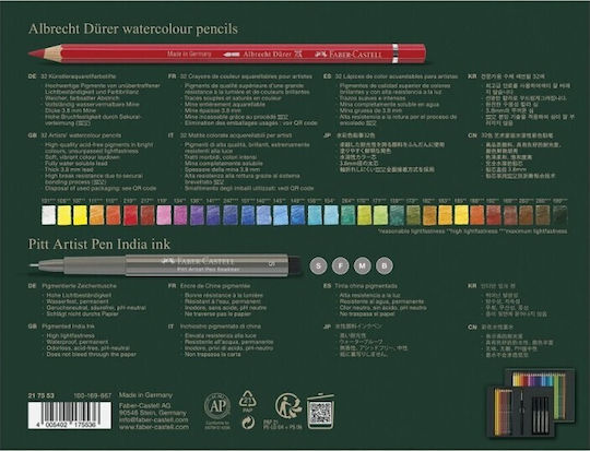 Faber Castell Albrecht Durer Watercolour Coloured Pencils Plus Pitt Artist Pens India Set 36