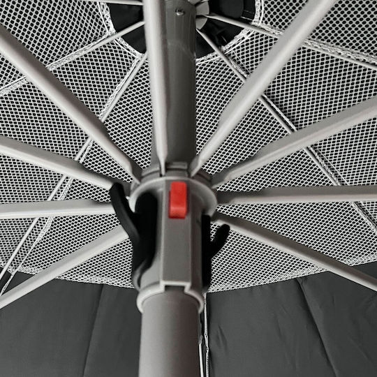 Maui & Sons Black Out Folding Aluminum Beach Umbrella Diameter 2m with UV Protection and Air Duct Black