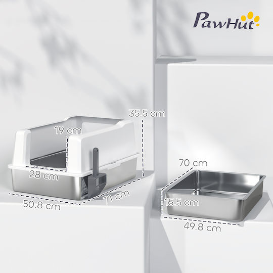 Pawhut Λεκάνη Γάτας Λευκή Μ71 x Π50.8 x Υ35.5cm