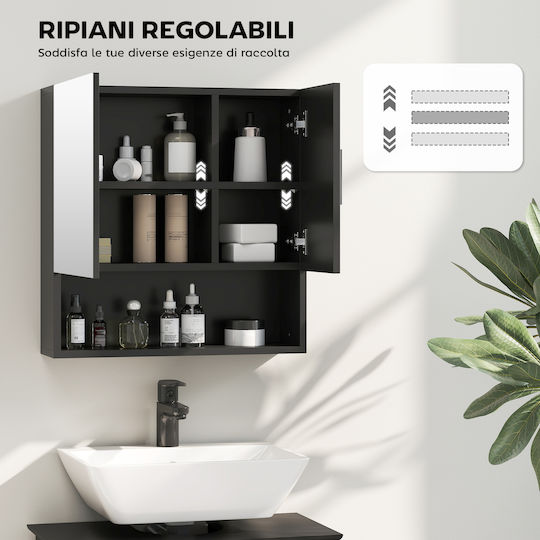 Kleankin 834-347V00BK Καθρέπτης από MDF με Ράφι 54x15.2cm Μαύρος