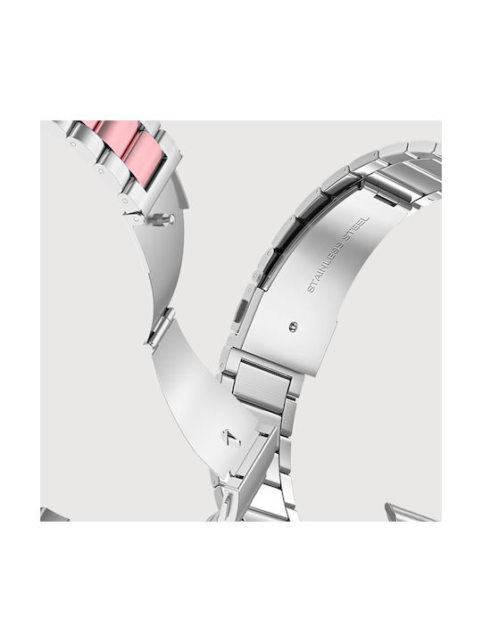 Apple Watch 41mm 40mm 38mm Tragbare Bänder Stahlglieder Silber Rosa
