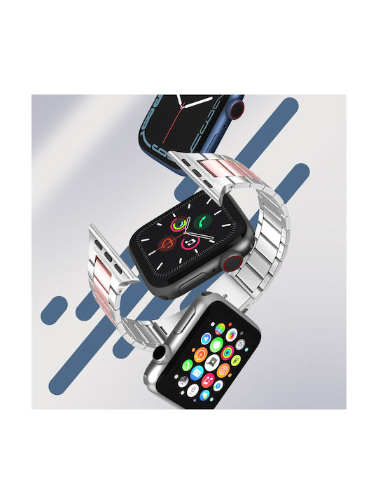 Curea Apple Watch 41mm 40mm 38mm Oțel Inele Argintiu Roz