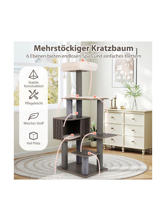 Costway Scratching Post Cat Trees Gray 6 levels