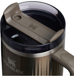 Stanley Quencher H2.O Fluted Becher mit Griff Thermosflasche Rostfreier Stahl BPA Frei 1.18lt Wisteria Glanz mit Stroh und Handgriff
