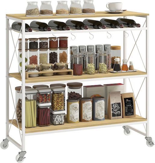 HomCom Metallisches Küchengestell Mit 3 Ebenen Braune 96.5x38x96.7cm
