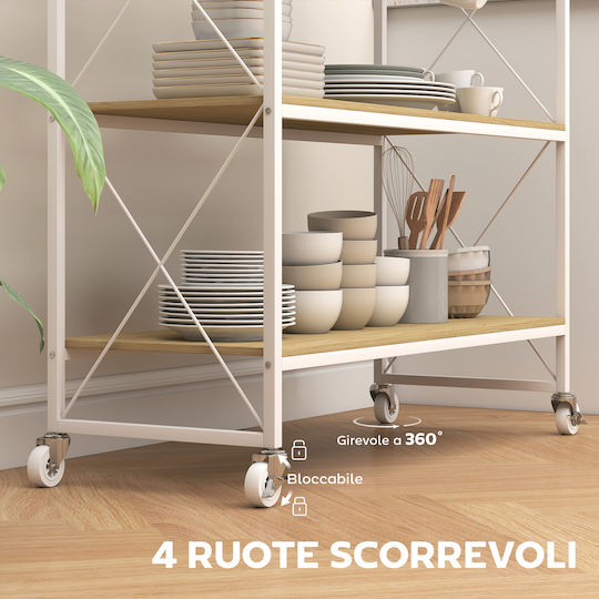 HomCom Metallisches Küchengestell Mit 3 Ebenen Braune 96.5x38x96.7cm