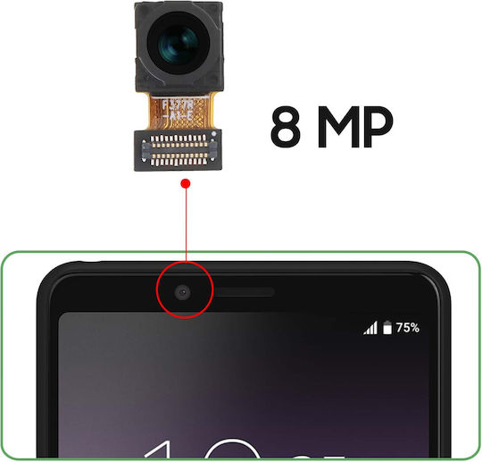 Clappio Camera Frontală Sony Xperia 10 II 8MP Senzor Selfie Negru