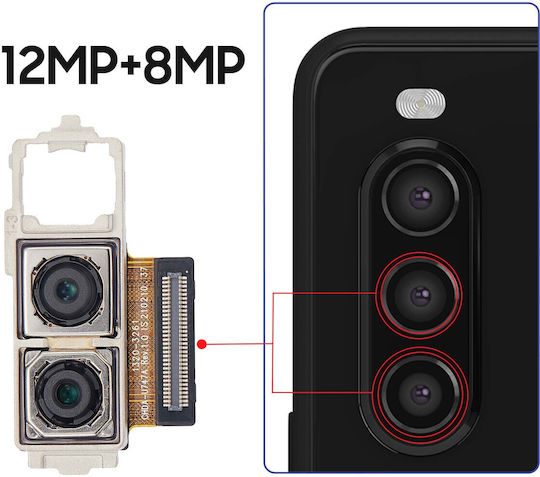 Clappio Rear View Camera Sony Xperia 10 Ii 12mp + 8mp Black