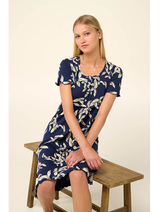 Vamp Nightgown Maternity & Nursing Dark Blue