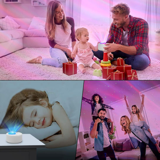 Led Παιδικό Φωτιστικό Projector Αφής Ibell με Προβολή Αστεριών Λευκό