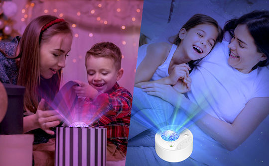 Led Παιδικό Φωτιστικό Projector Αφής Ibell με Προβολή Αστεριών Λευκό