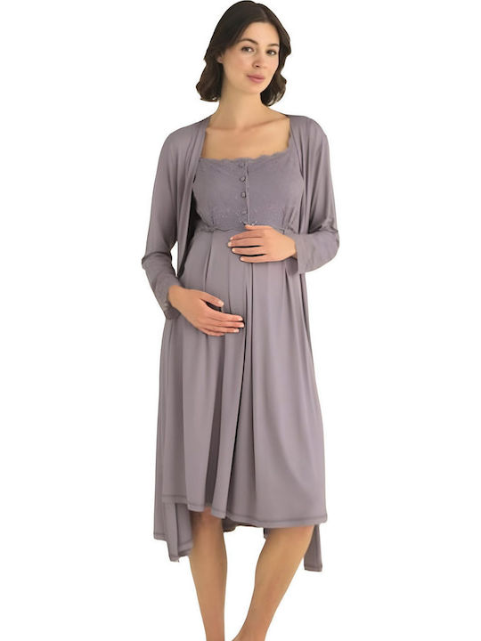 Monamise Robe Maternity & Nursing in Lilac color