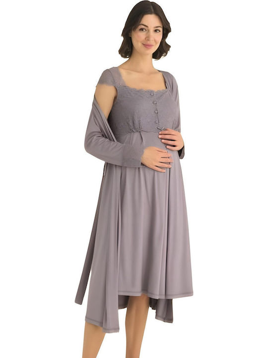 Monamise Robe Maternity & Nursing in Lilac color