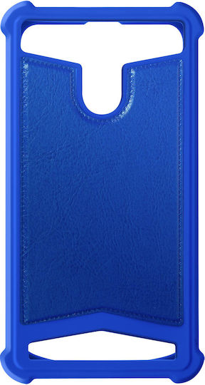 Universal Faux-leather Shock Absorbing Case 5.3" 5.5" Smartphones – Blue