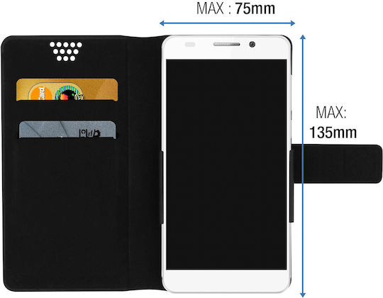 Akashi Folio Caz Portofel Universal Pentru Smartphone Mărimea XL Negru