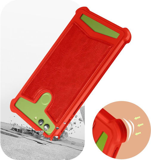 Universal Faux-Leather Shock Absorbing Case 4.7" 5.3" Smartphones – Red