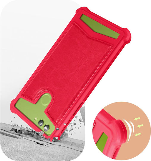Universal Faux-leather Shock Absorbing Case 5.3" 5.5" Smartphones – Fuchsia