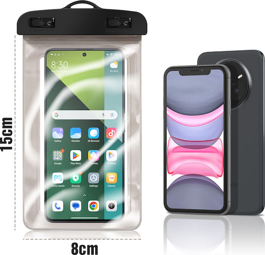 Avizar Waterproof Case 5.8 to 6.8 Inch Touch Phone Neckband Transparent