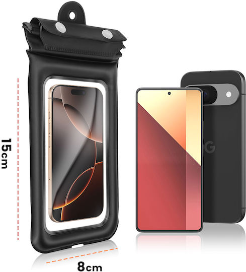 Avizar Waterproof Case Phone Up To 6.8 Inches Touch Adjustable Cord Black
