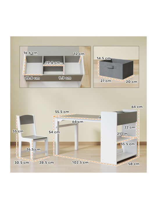 Kids Table and Chairs Set for Painting Gray Aiyaplay