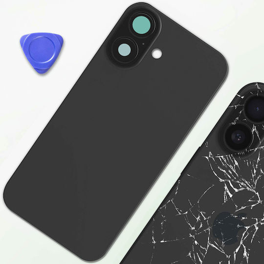 Clappio iPhone 16 Капак Рамка Задно Стъкло Черен