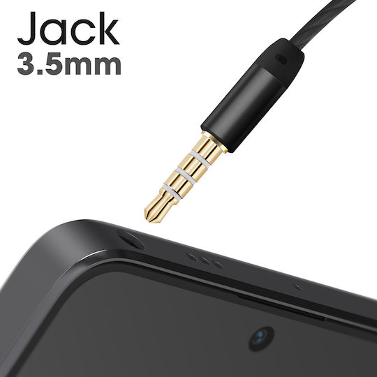 Akashi 3.5 Mm Wired Headphones Built-in Microphone Black