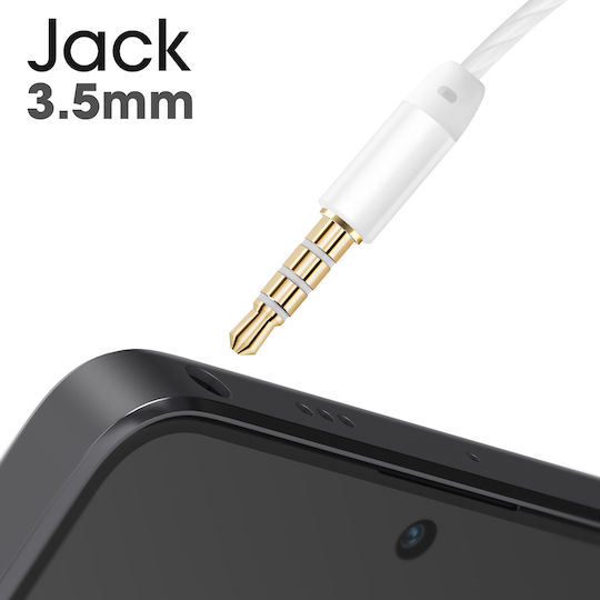 Akashi 3.5 Mm Wired Headphones Built-in Microphone White
